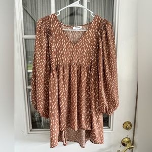 Mittoshop High Low 3/4 Sleeve Top | Boho Flowy Tunic